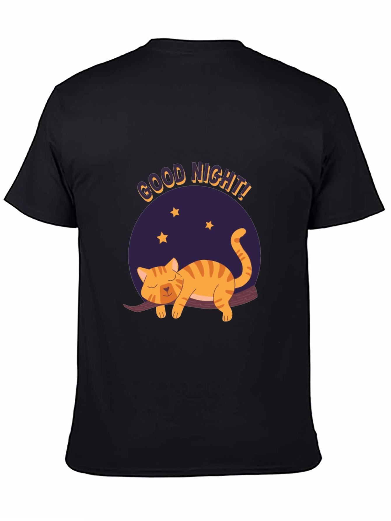 Good Night Cat Graphic T-Shirt - Black