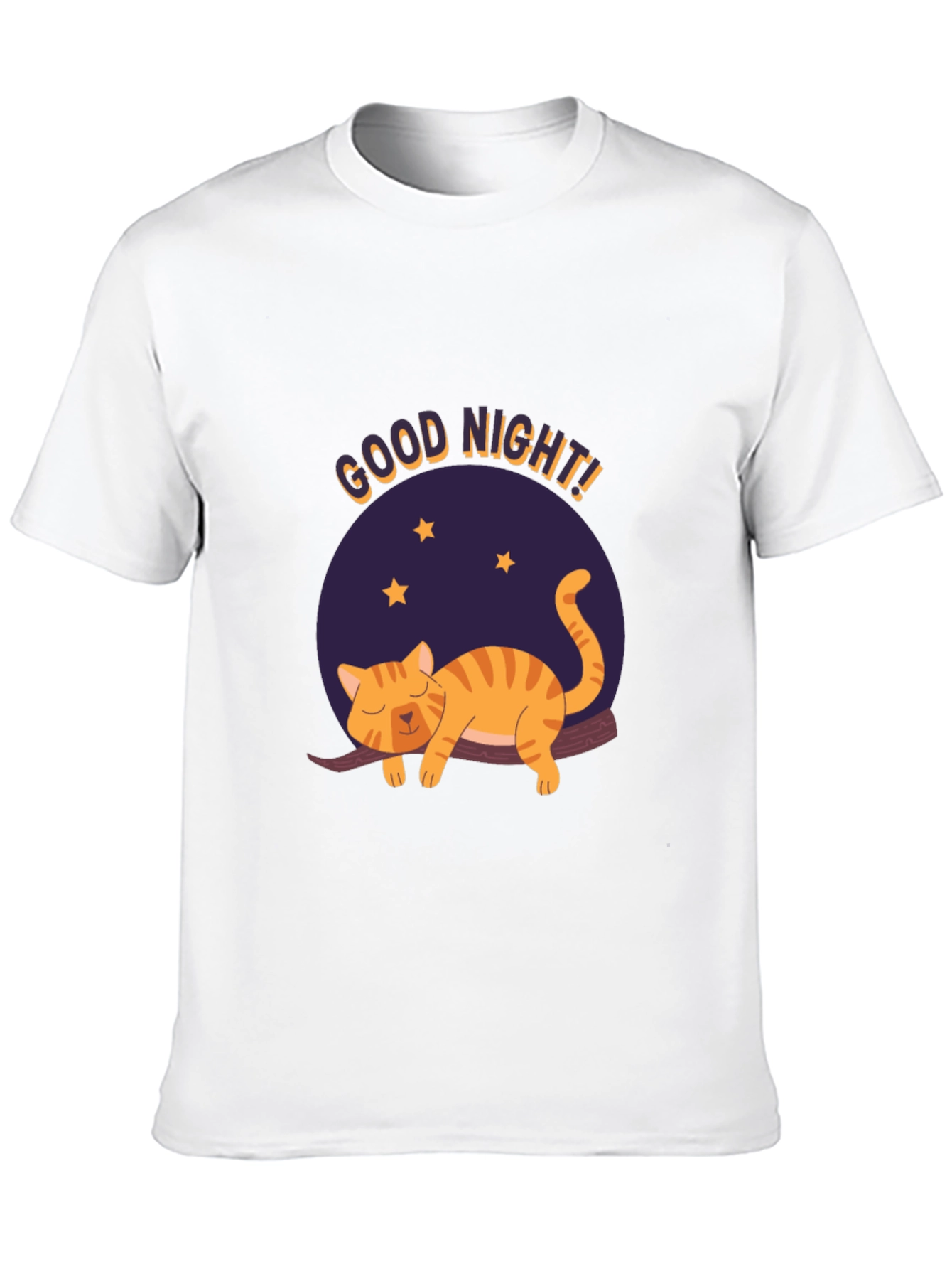 Good Night Cat Graphic T-Shirt - Black