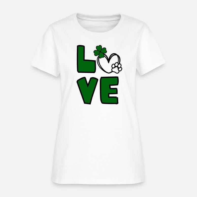 Love lucky shamrock pawprint dog St Patricks day