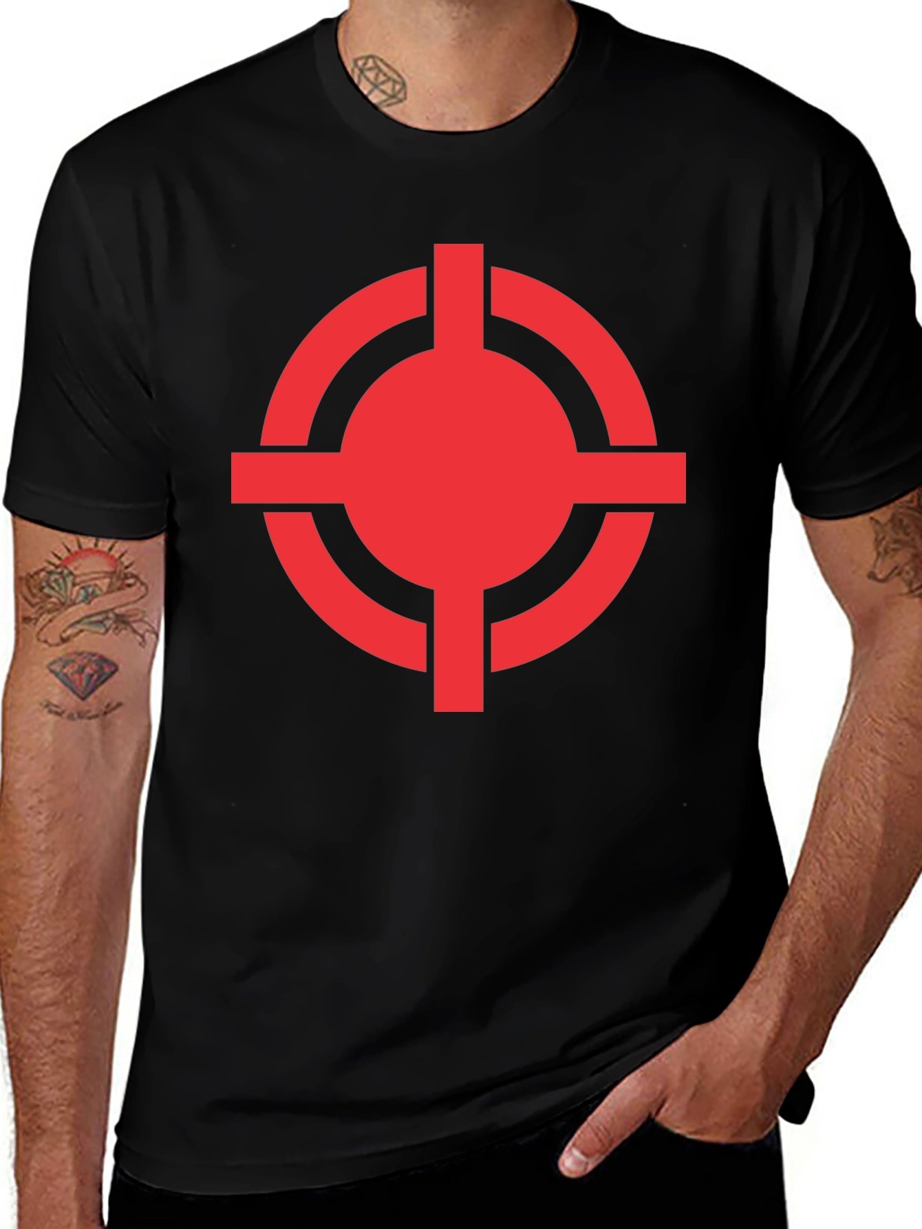 Red Target Graphic Black T-Shirt
