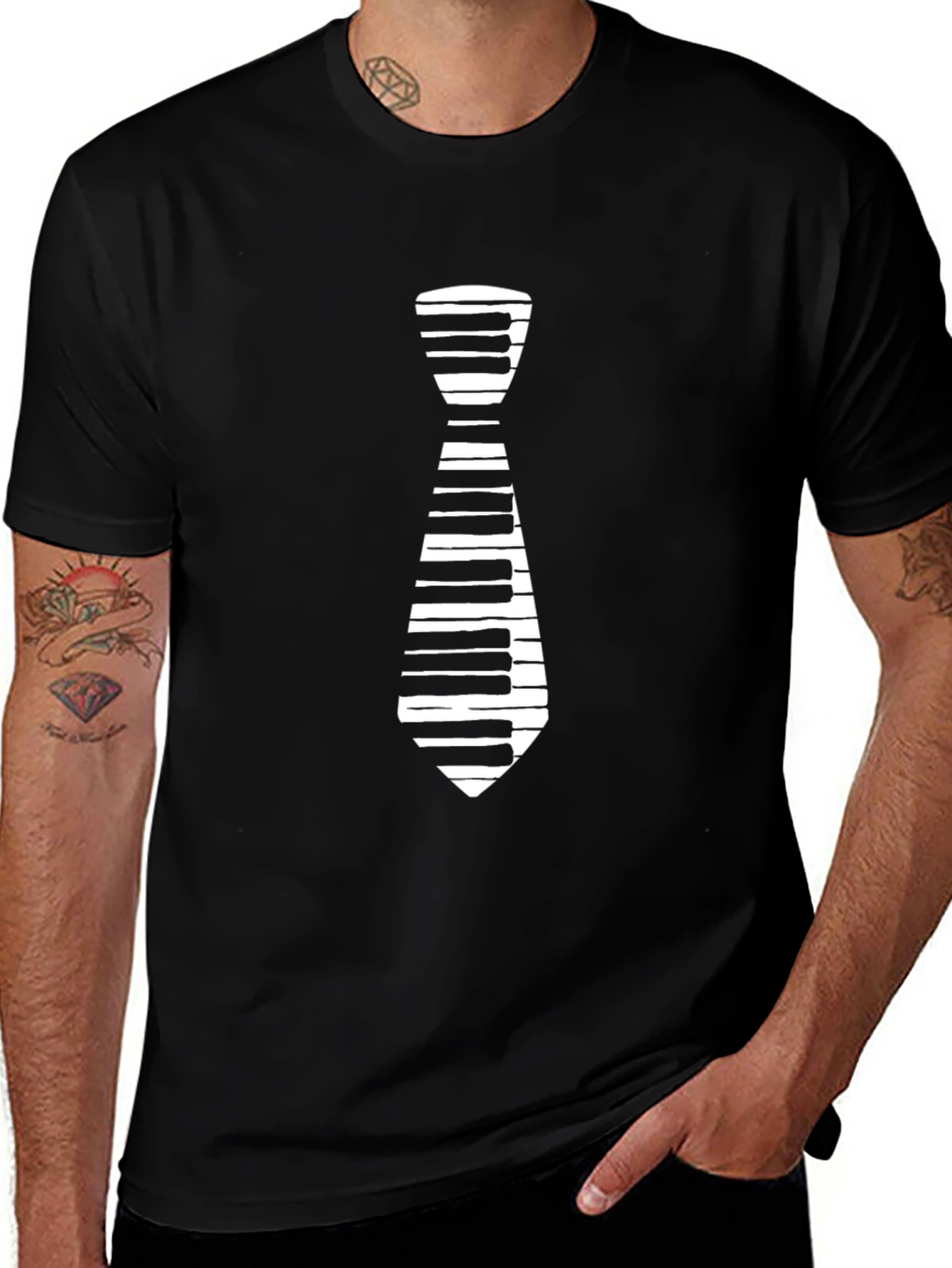 Piano Tie Graphic Tee - Music Lovers T-Shirt