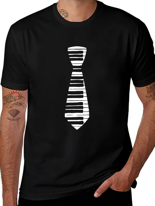 Piano Tie Graphic Tee - Music Lovers T-Shirt
