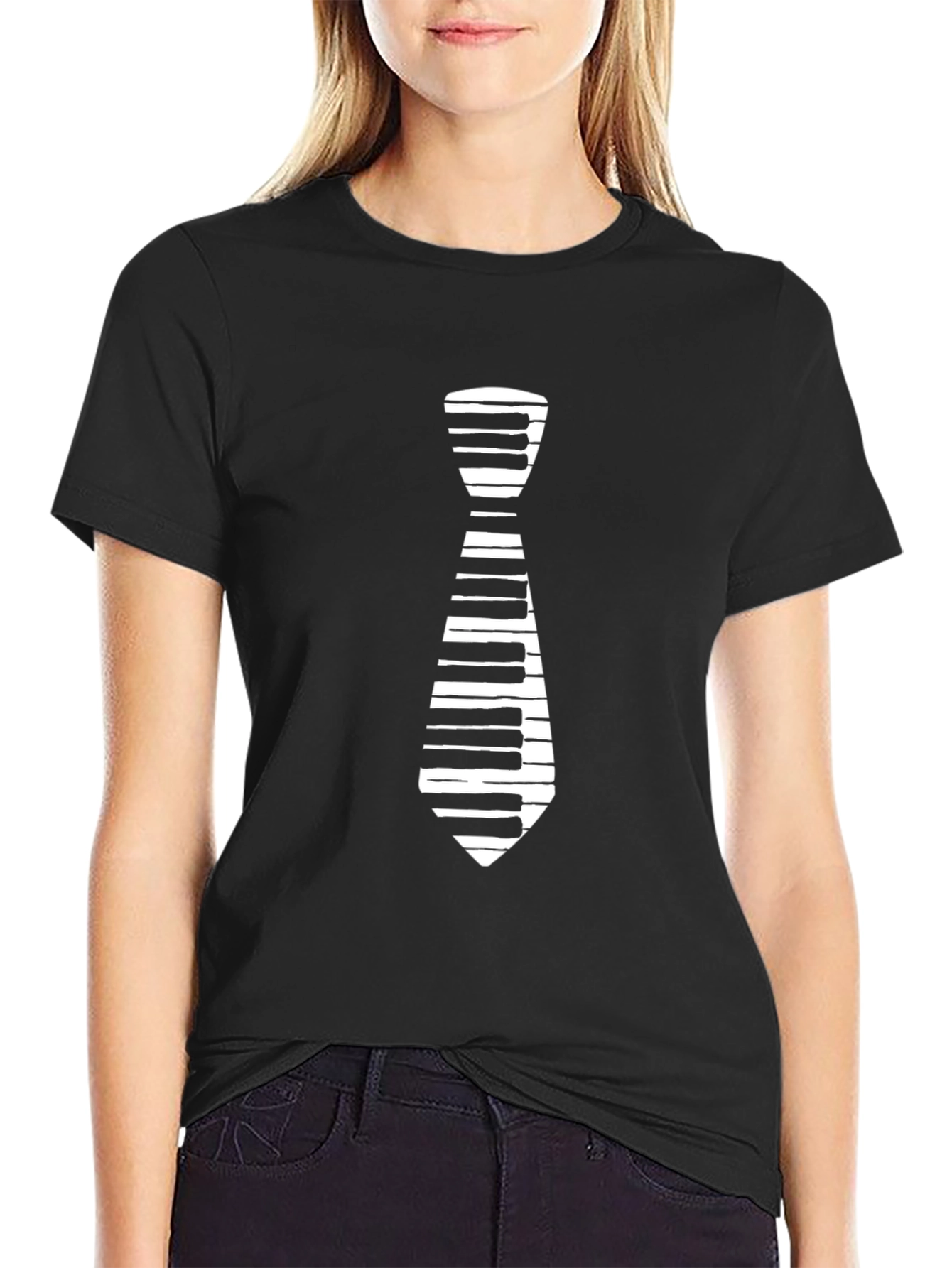 Piano Tie Graphic Tee - Music Lovers T-Shirt
