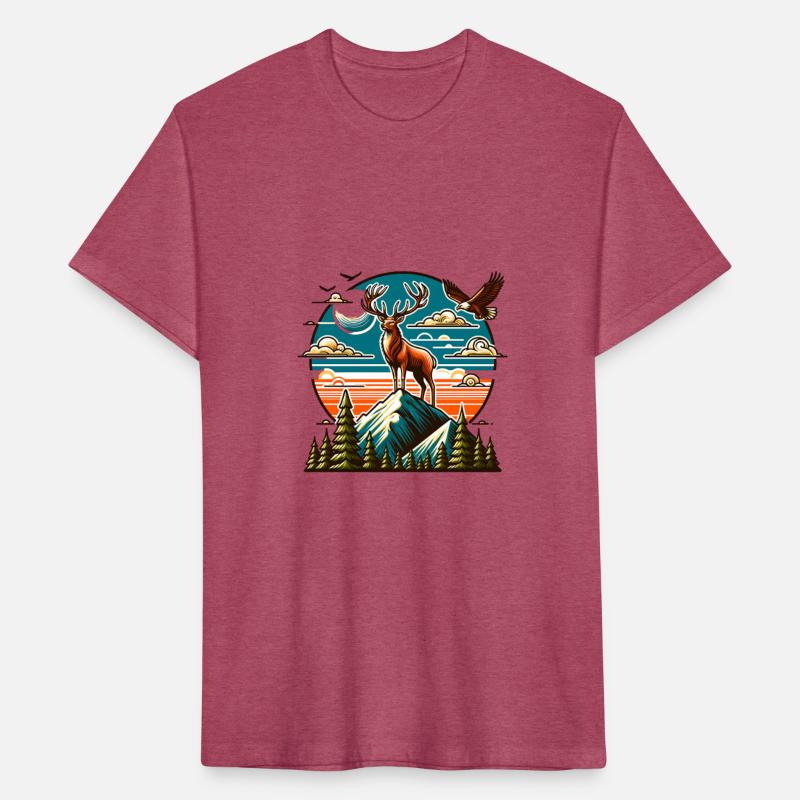 Majestic Deer and Eagle Mountain Scene