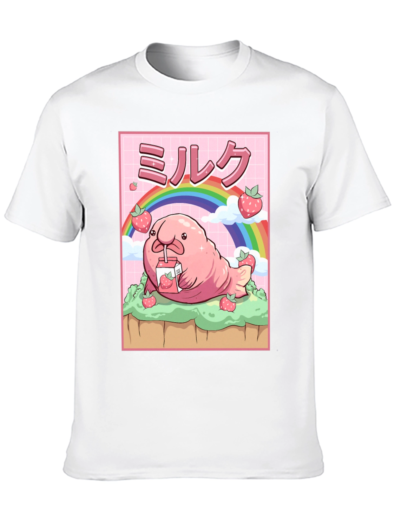 Kawaii Blobfish Strawberry Milk T-Shirt