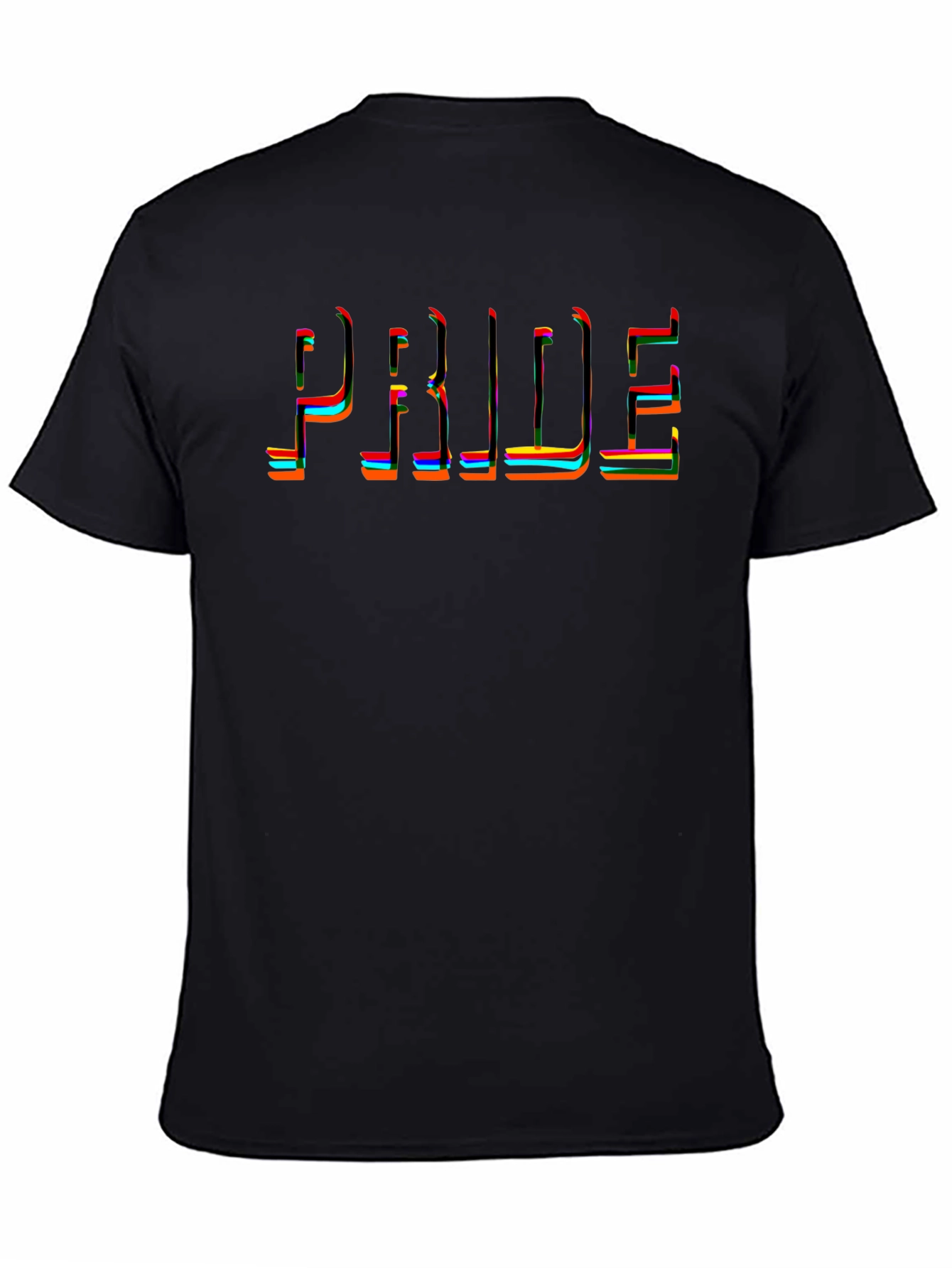 Pride Rainbow Stripe Graphic Tee - Black