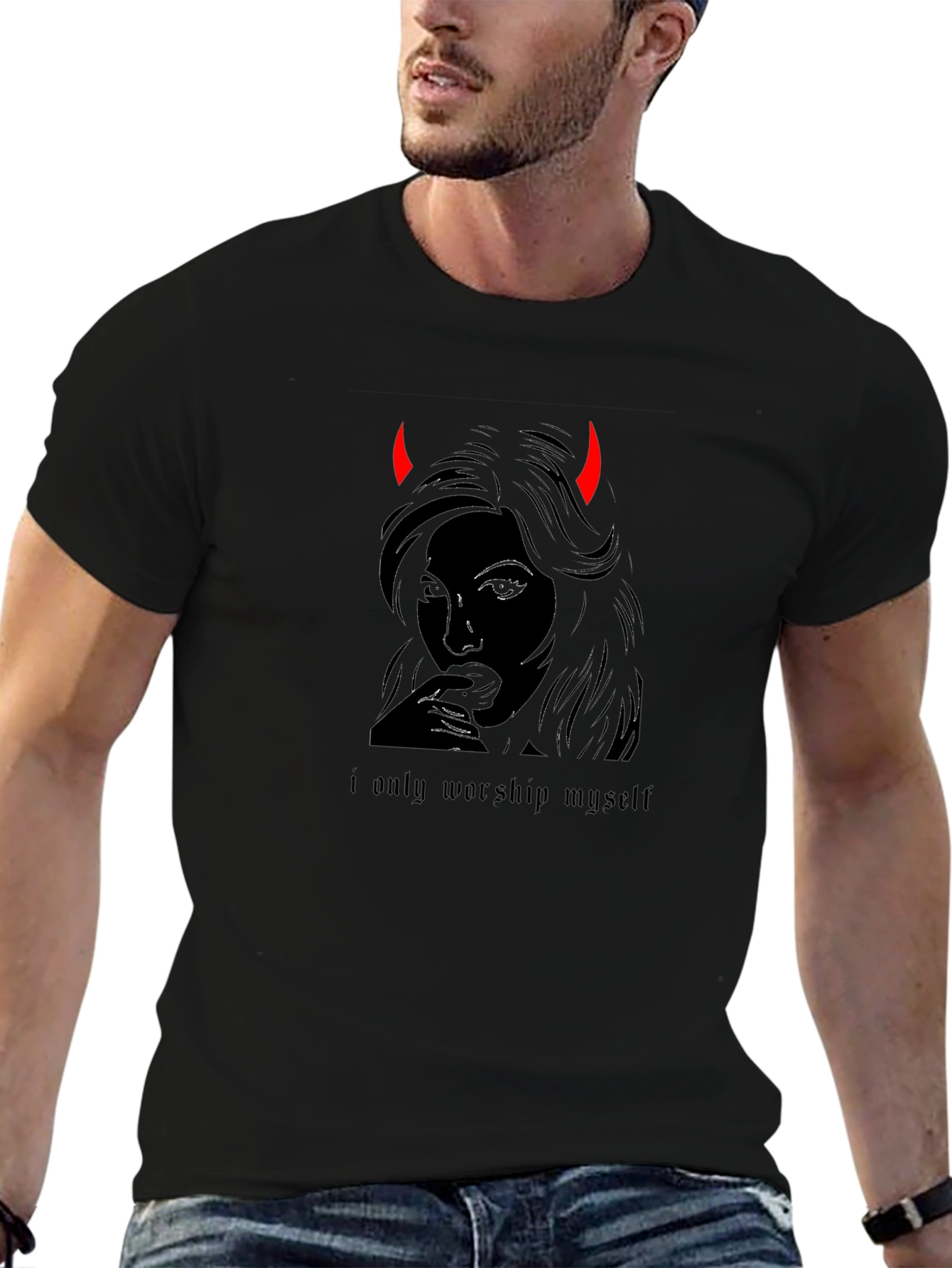 Edgy Devil Woman Graphic Tee - Worship Yourself