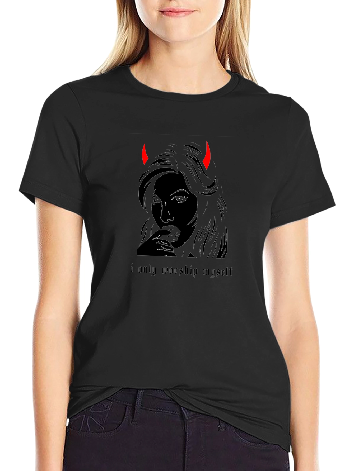 Edgy Devil Woman Graphic Tee - Worship Yourself
