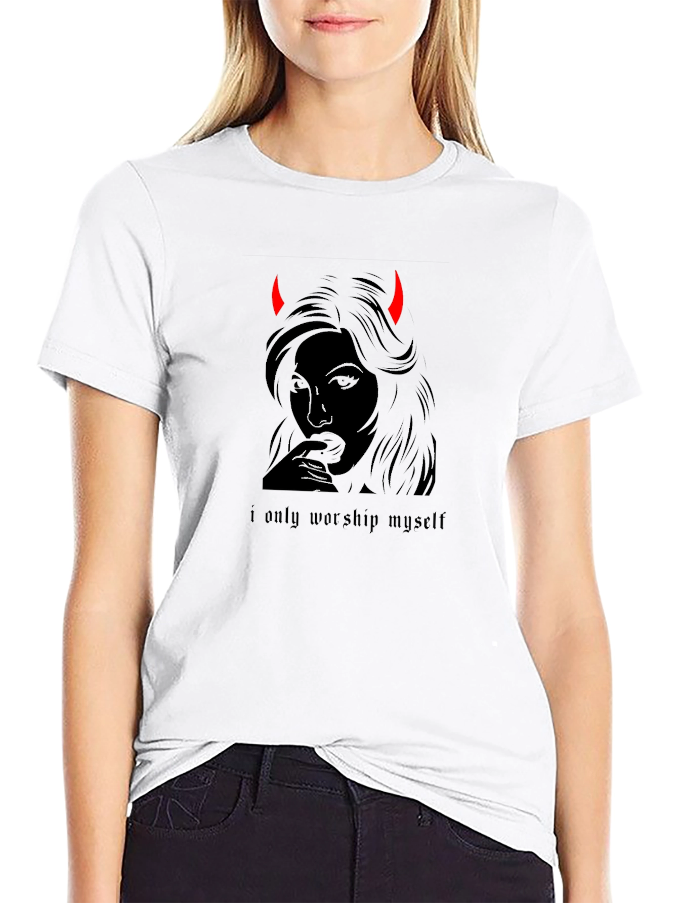 Edgy Devil Woman Graphic Tee - Worship Yourself