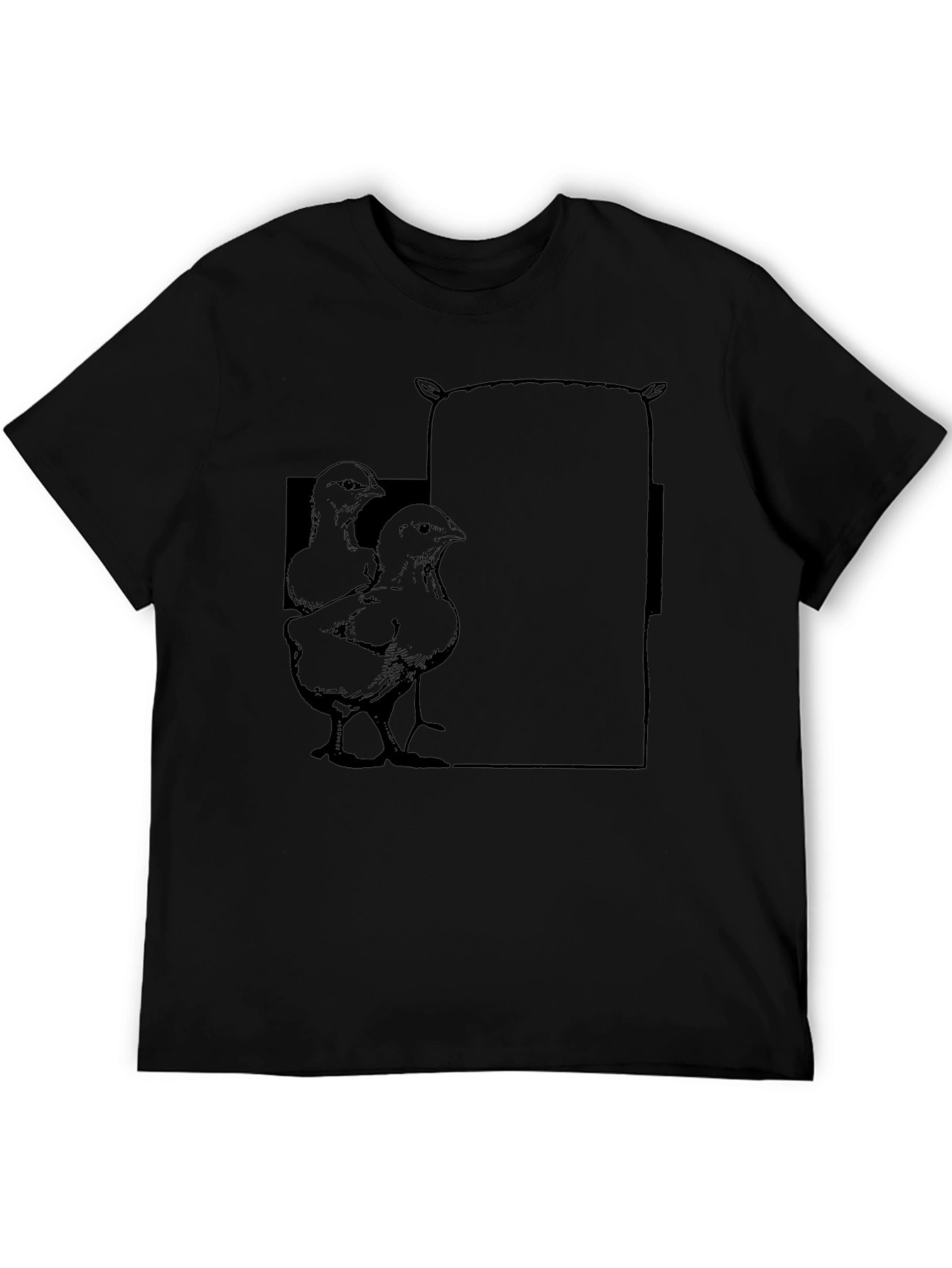 Mens Graphic Tee with Chickens and Feed Sack Design