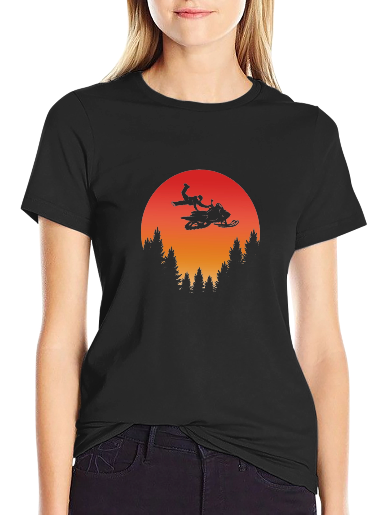 Snowmobile Sunset Graphic Tee