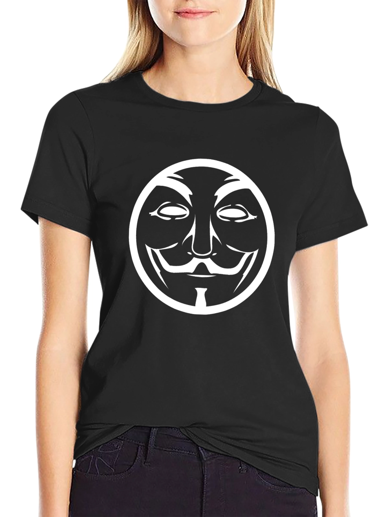 Anonymous Mask Graphic Black T-Shirt