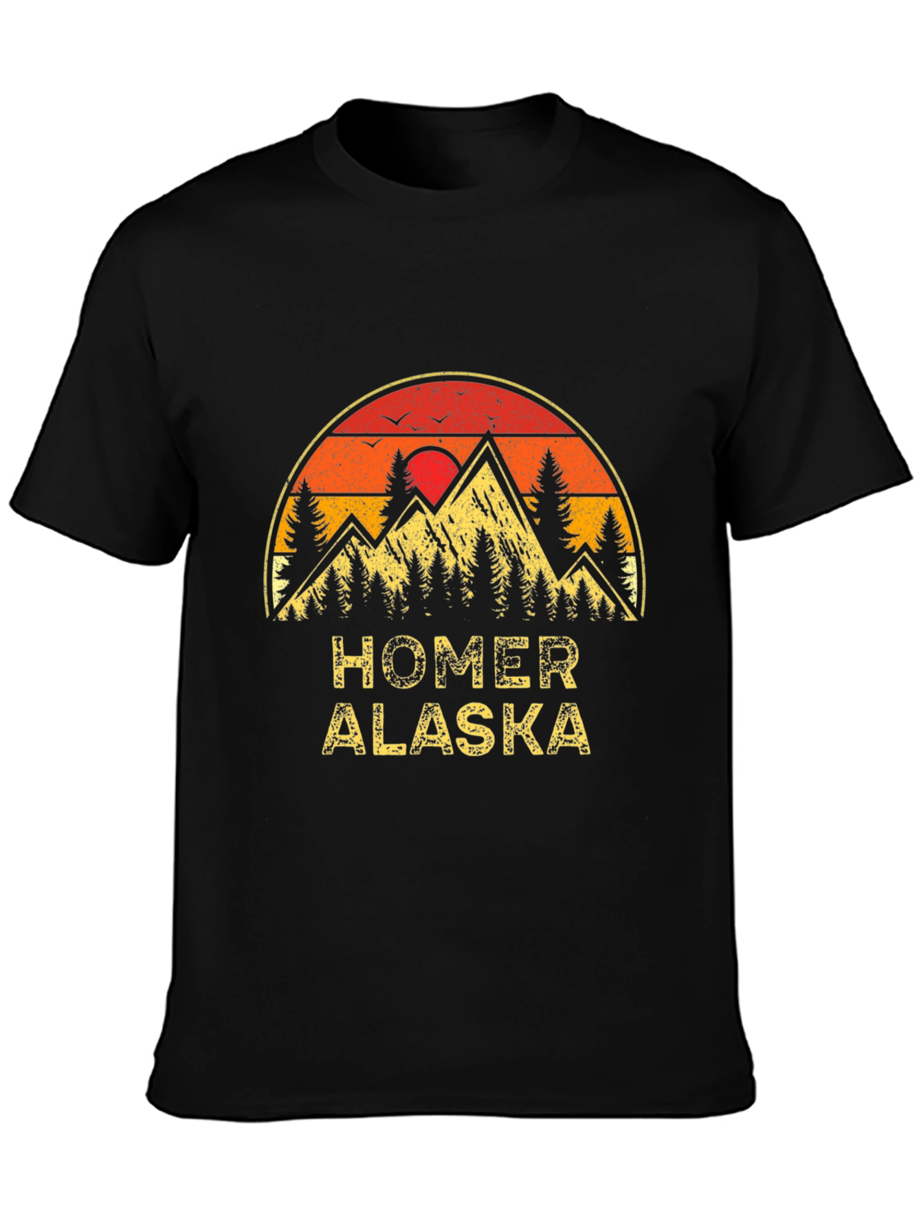 Homer Alaska Retro Sunset Graphic T-Shirt