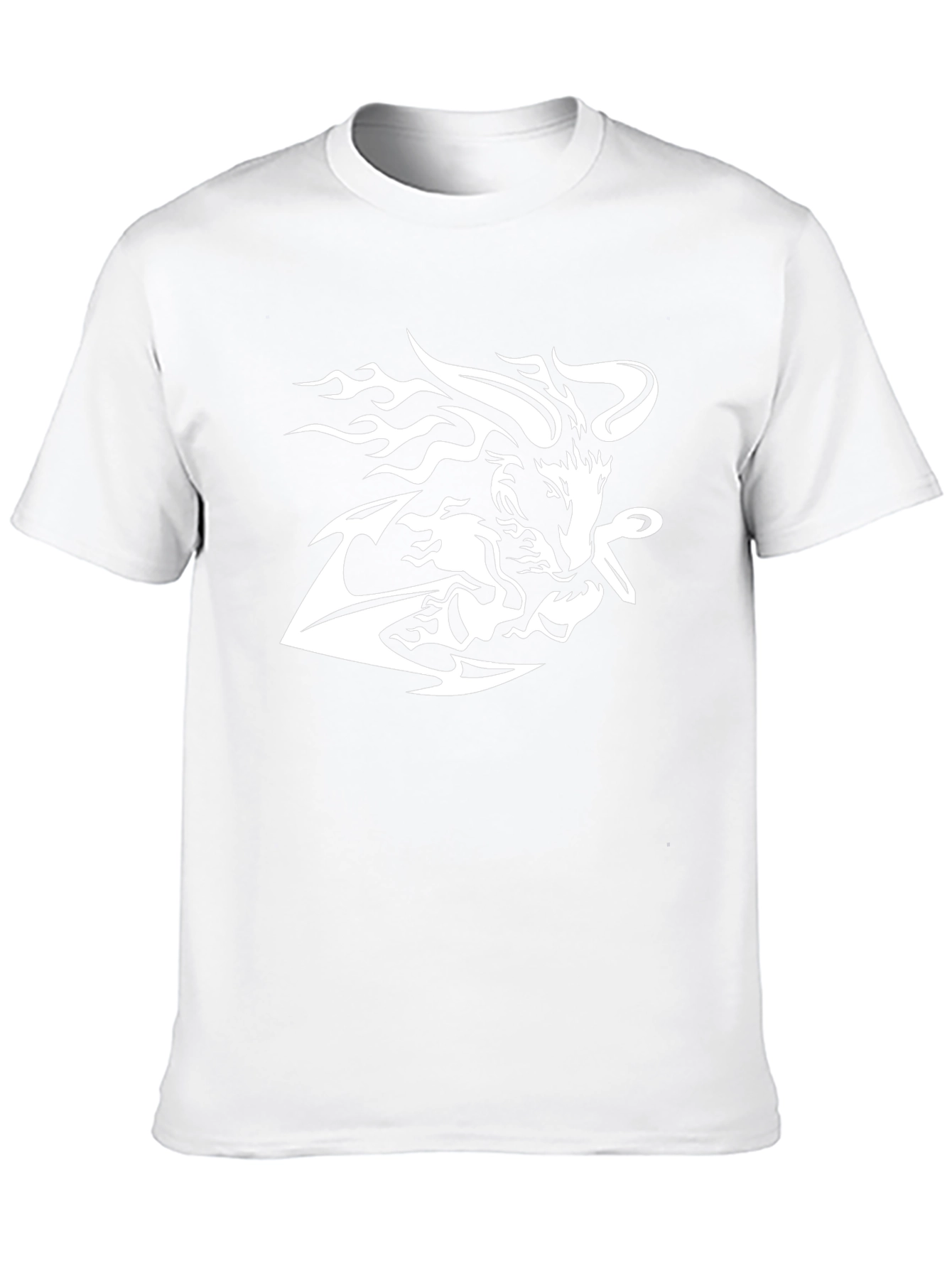 Black Tee with White Tribal Wolf Design