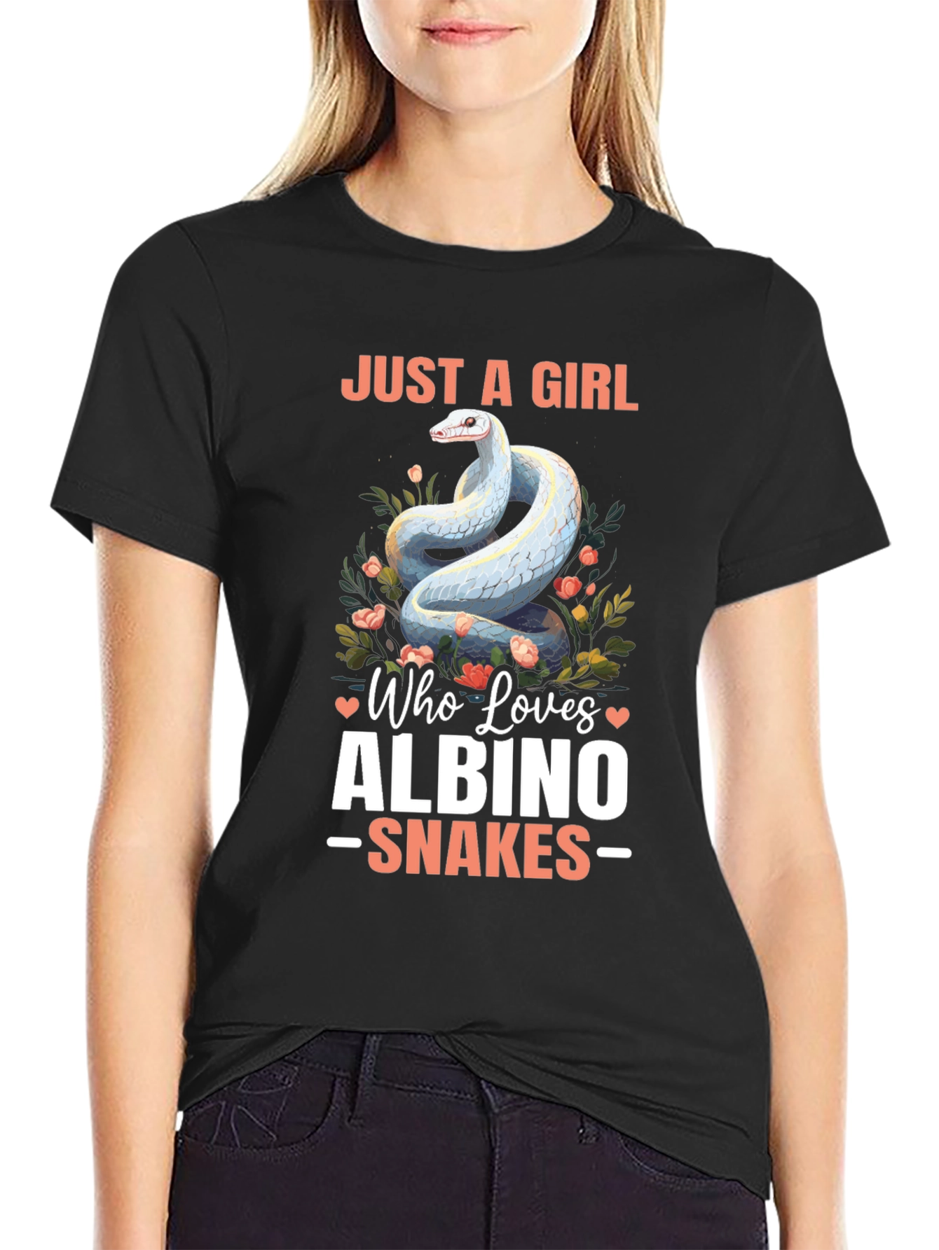 Girl Loves Albino Snakes Graphic Tee