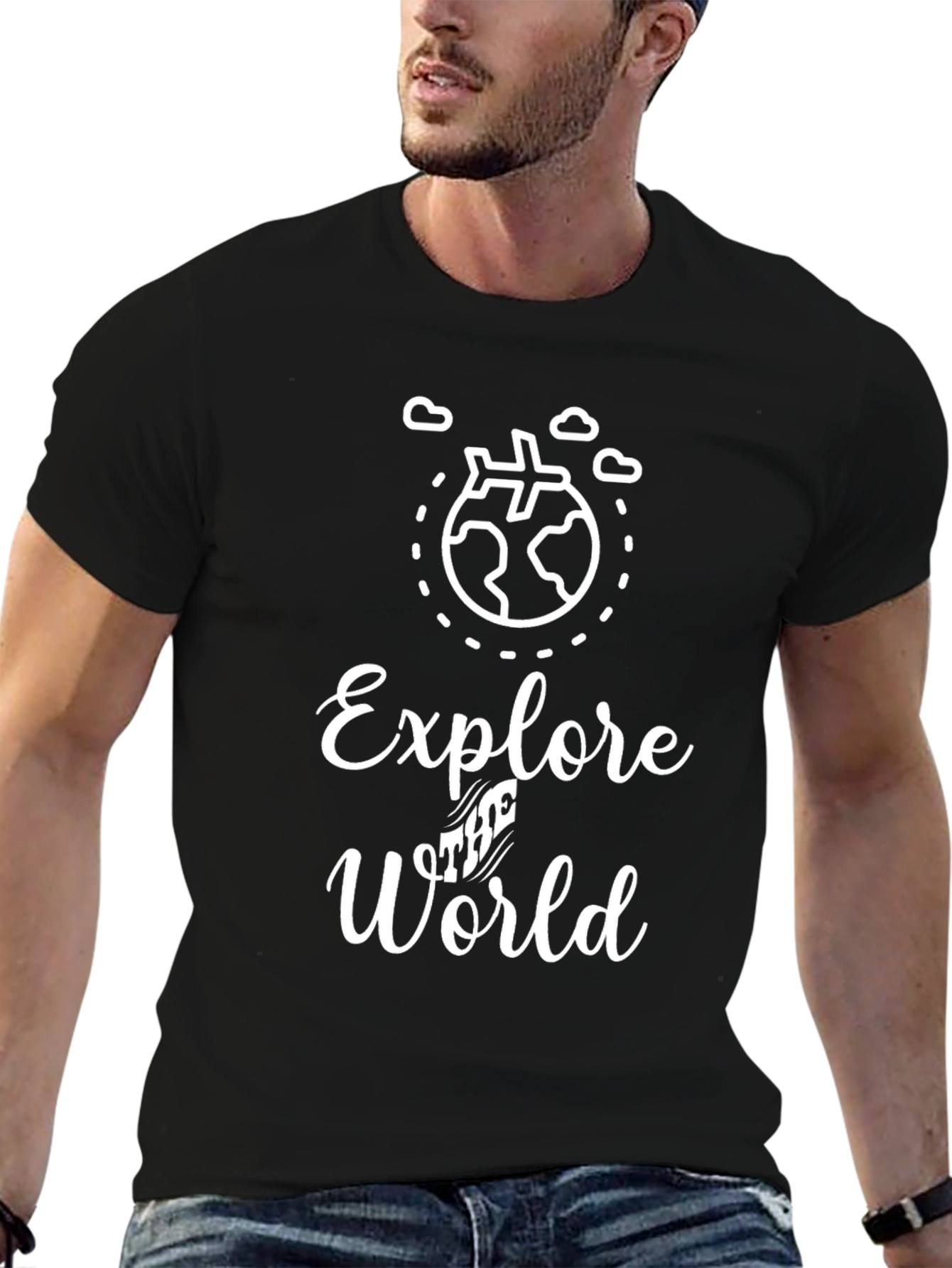 Explore the World Black Graphic T-Shirt