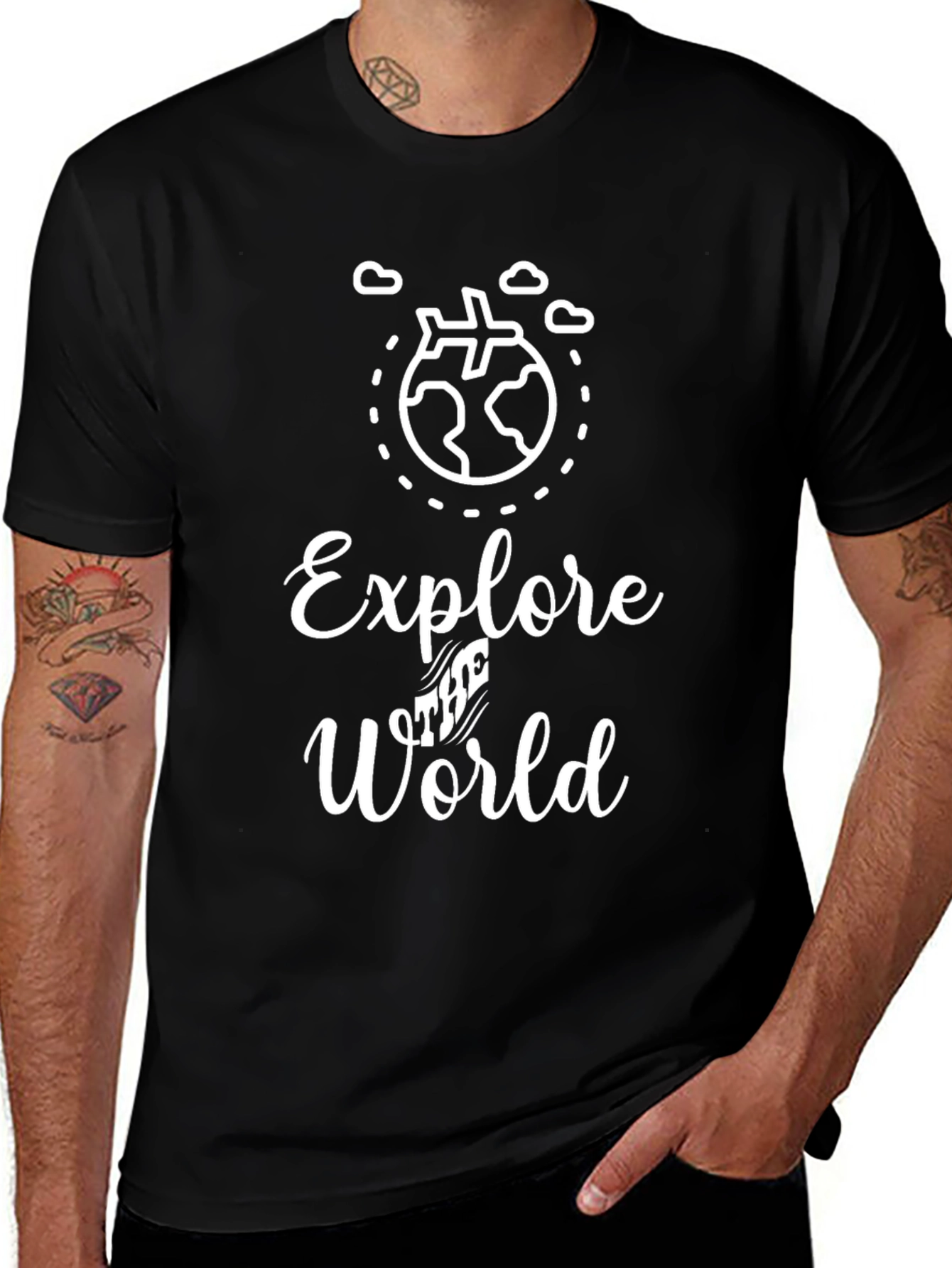 Explore the World Black Graphic T-Shirt