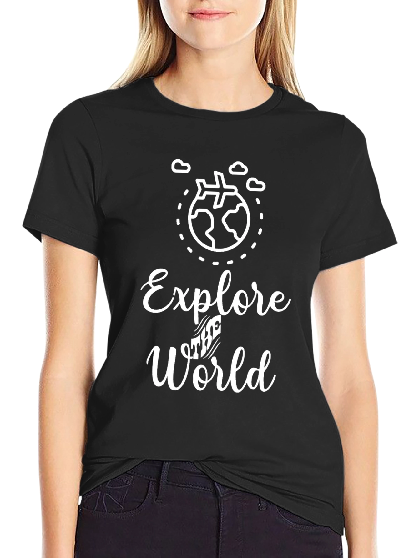 Explore the World Black Graphic T-Shirt