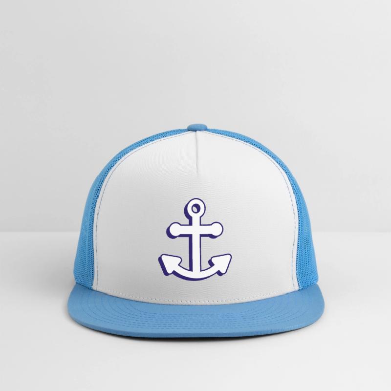 Nautical boat anchor in navy blue and white 3D