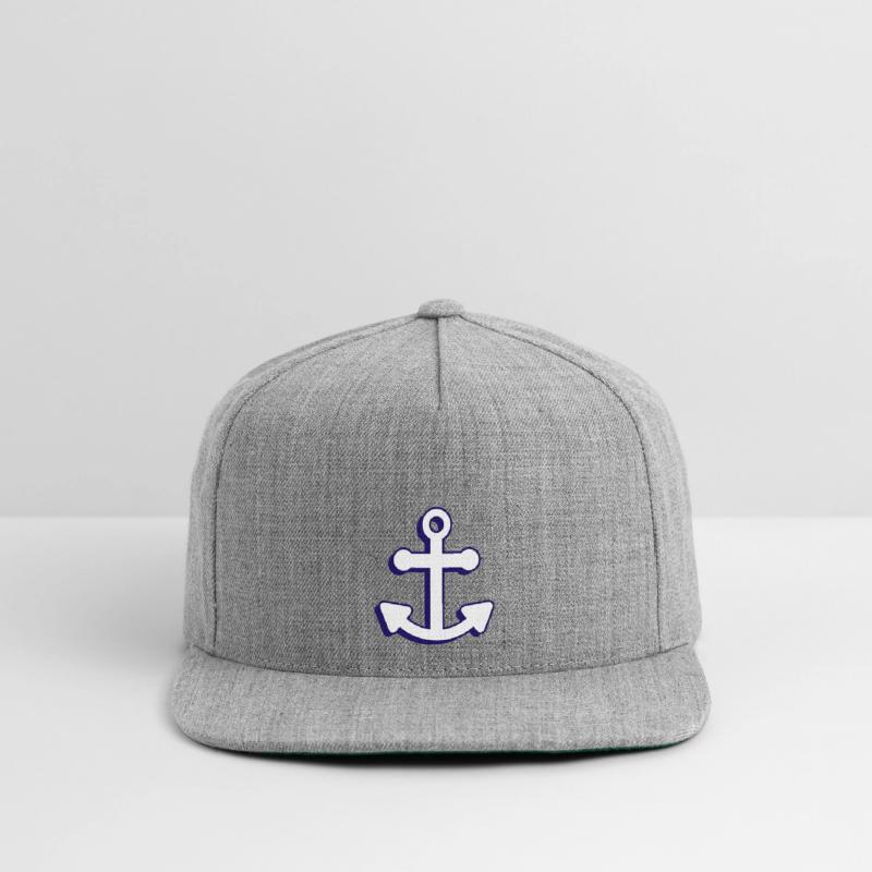 Nautical boat anchor in navy blue and white 3D