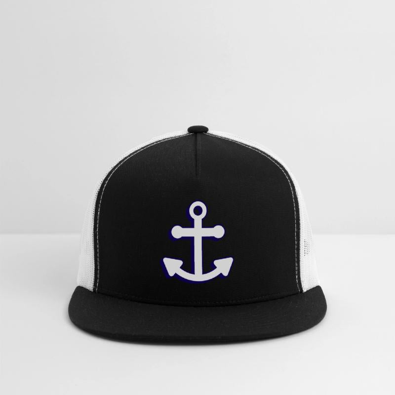 Nautical boat anchor in navy blue and white 3D