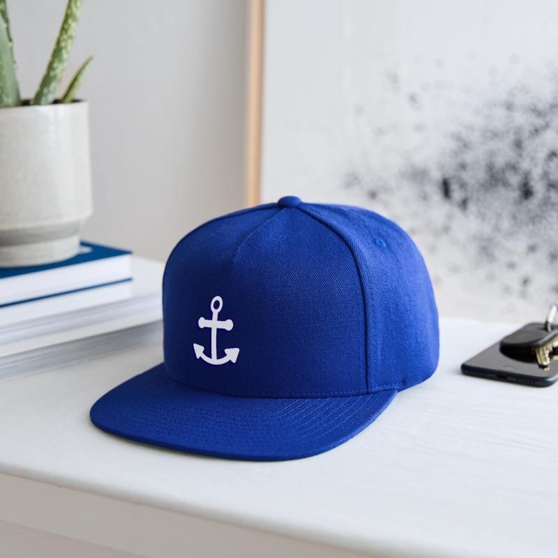 Nautical boat anchor in navy blue and white 3D