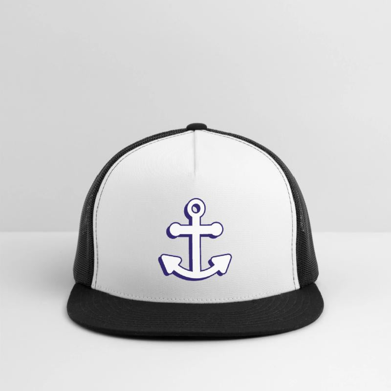 Nautical boat anchor in navy blue and white 3D