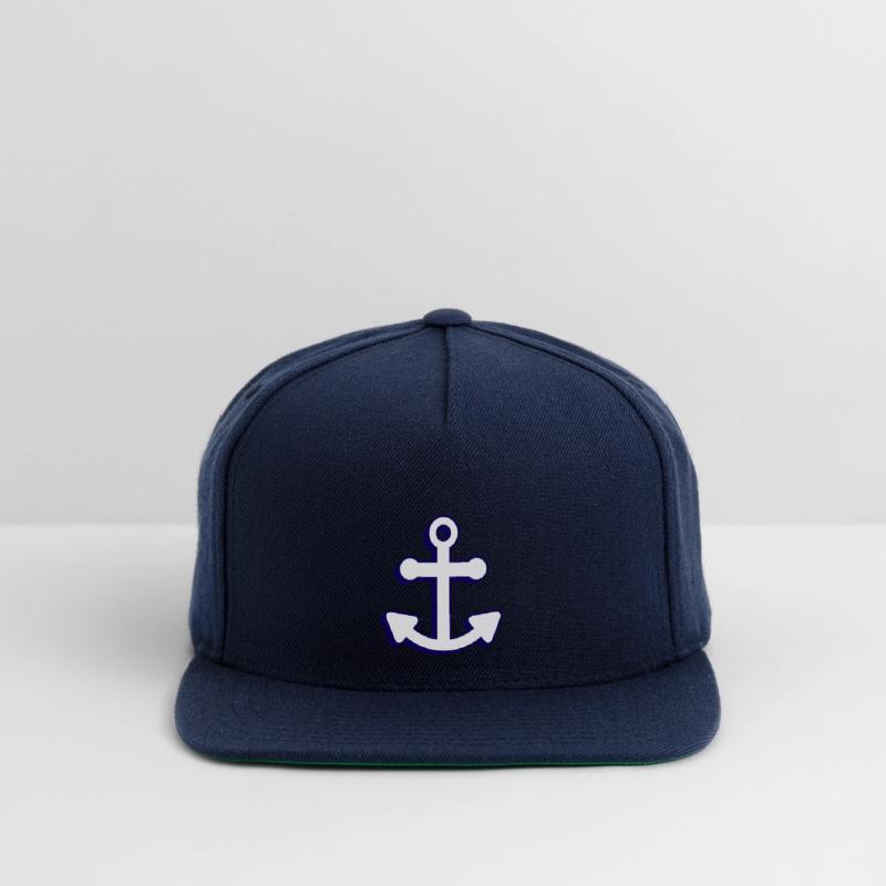 Nautical boat anchor in navy blue and white 3D