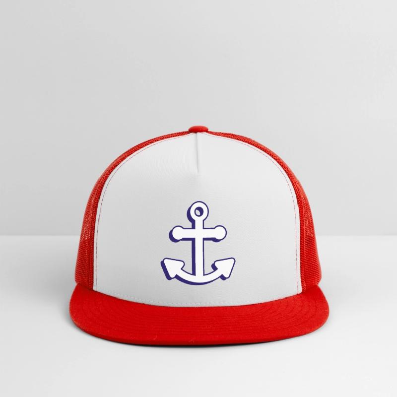 Nautical boat anchor in navy blue and white 3D