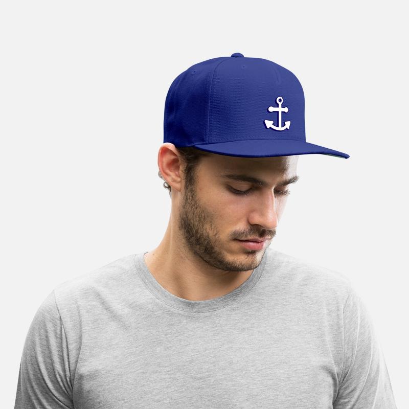 Nautical boat anchor in navy blue and white 3D