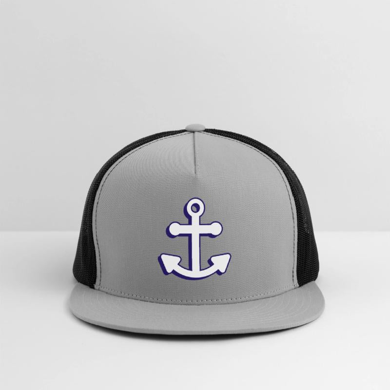 Nautical boat anchor in navy blue and white 3D