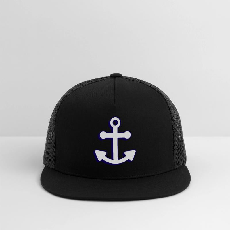 Nautical boat anchor in navy blue and white 3D
