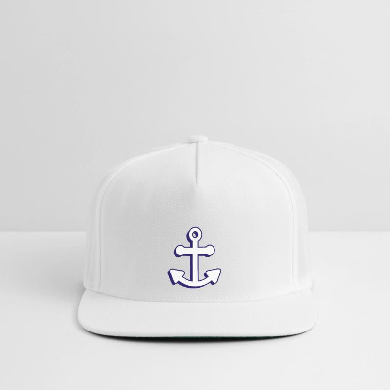 Nautical boat anchor in navy blue and white 3D
