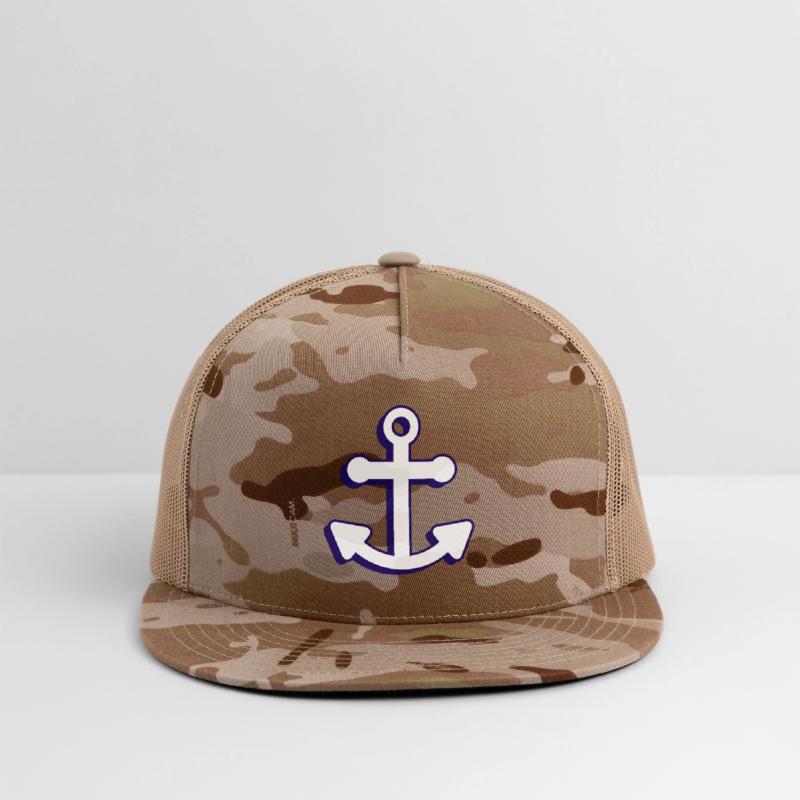 Nautical boat anchor in navy blue and white 3D