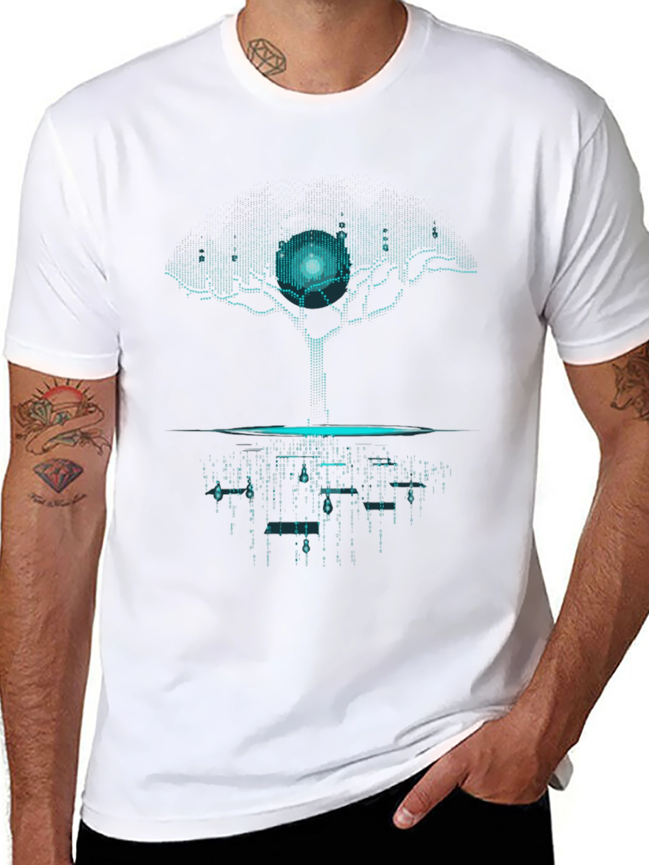 Cyber Tree Graphic Tee - Futuristic Style