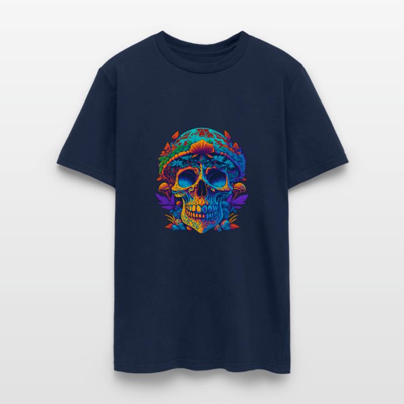 Neon Mushroom Skull, black light, flour