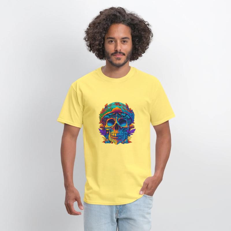 Neon Mushroom Skull, black light, flour