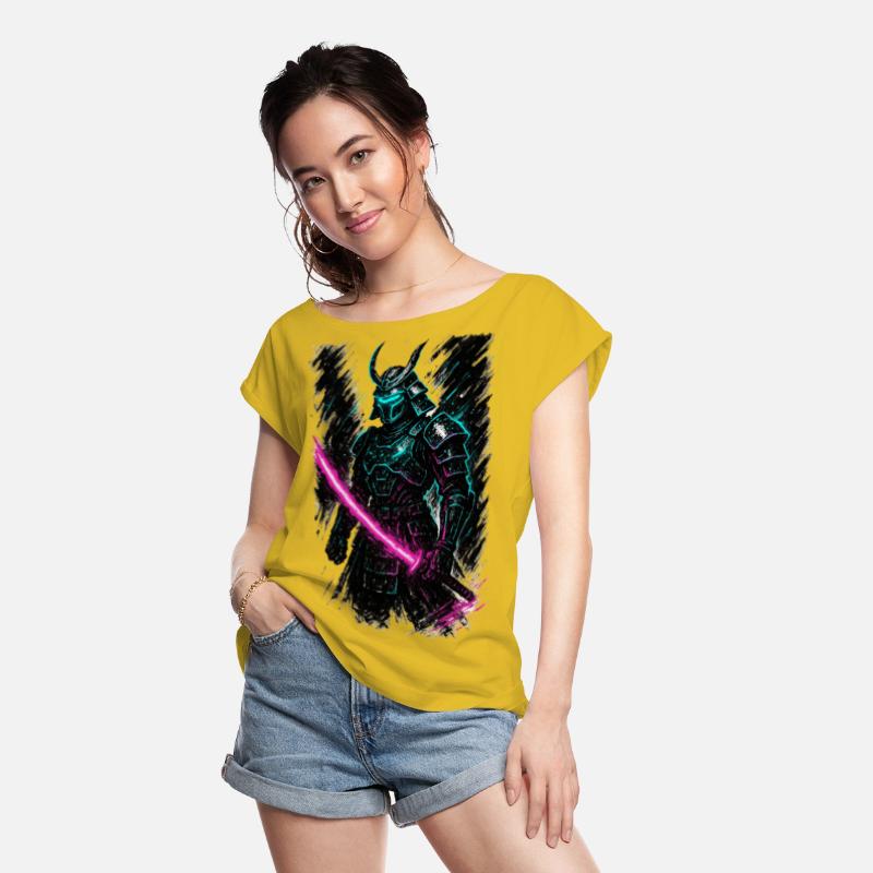 Neon Samurai Warrior Illustration