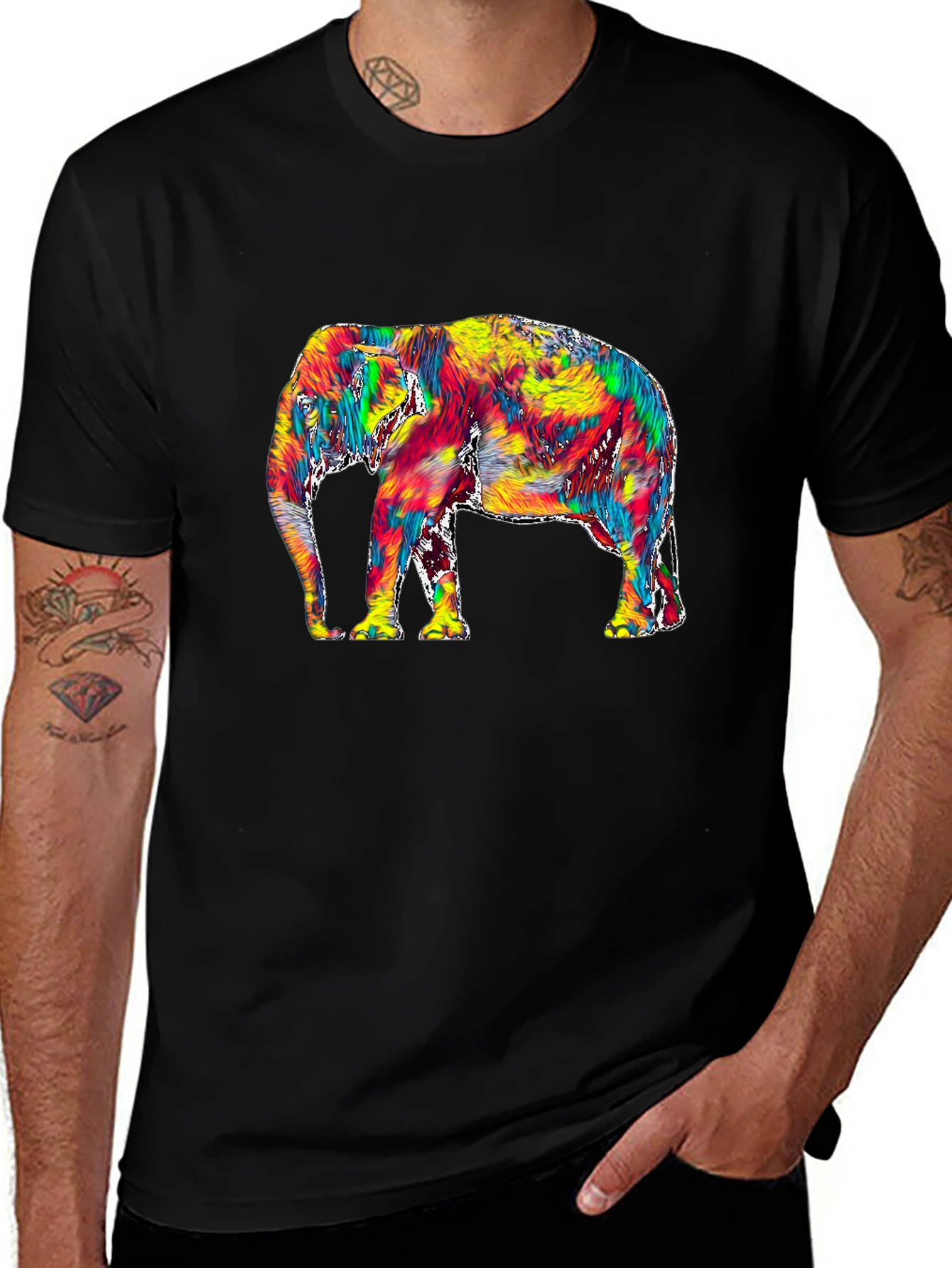 Vivid Elephant Graphic Tee - Stylish Mens T-Shirt