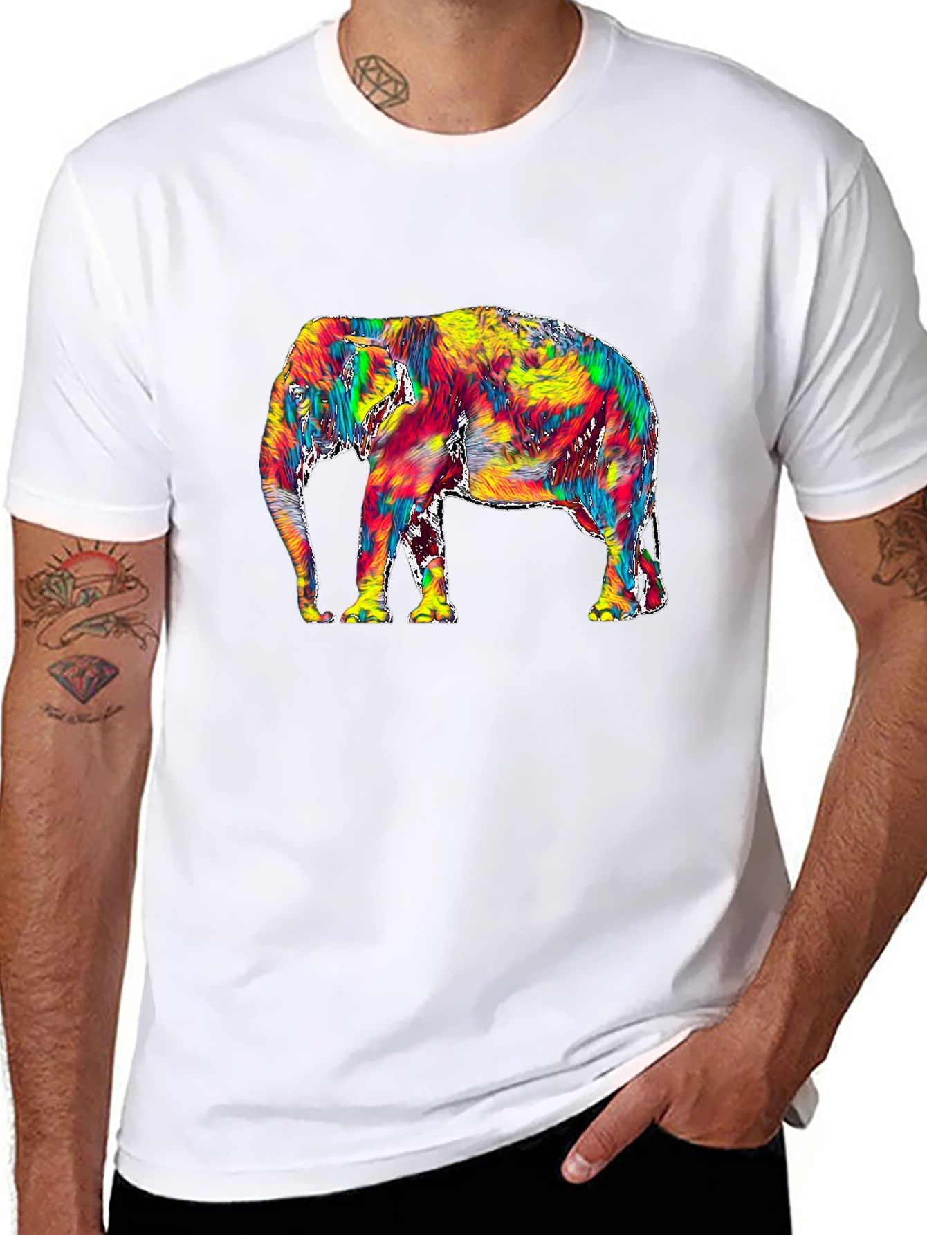 Vivid Elephant Graphic Tee - Stylish Mens T-Shirt