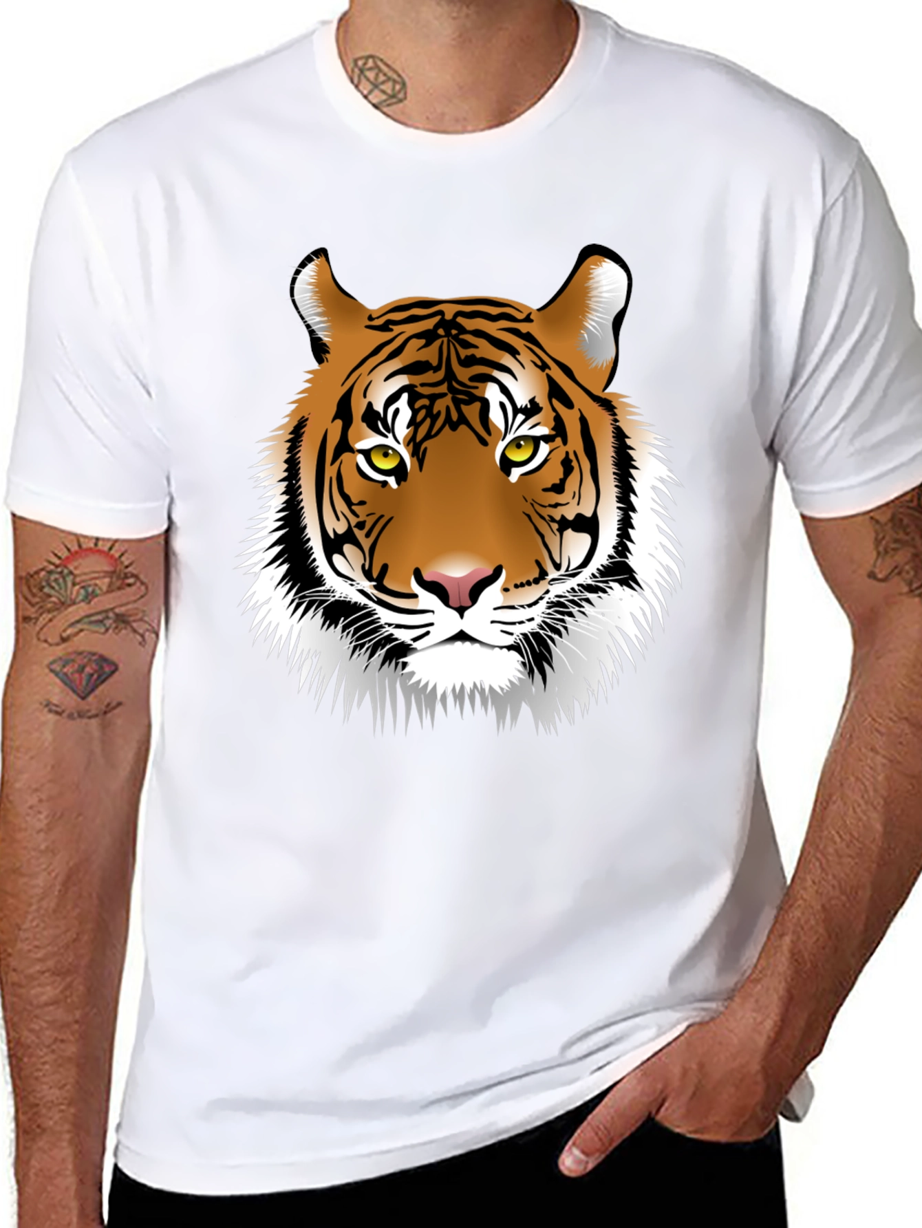 Tiger Graphic Tee - Black Cotton T-Shirt