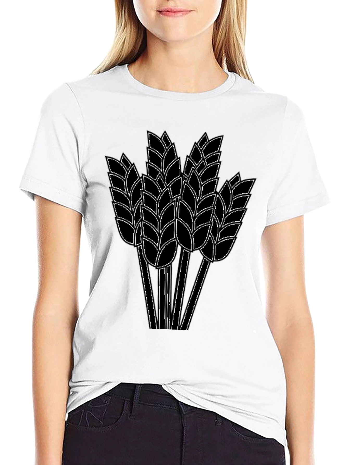 Wheat Graphic Print Black T-Shirt