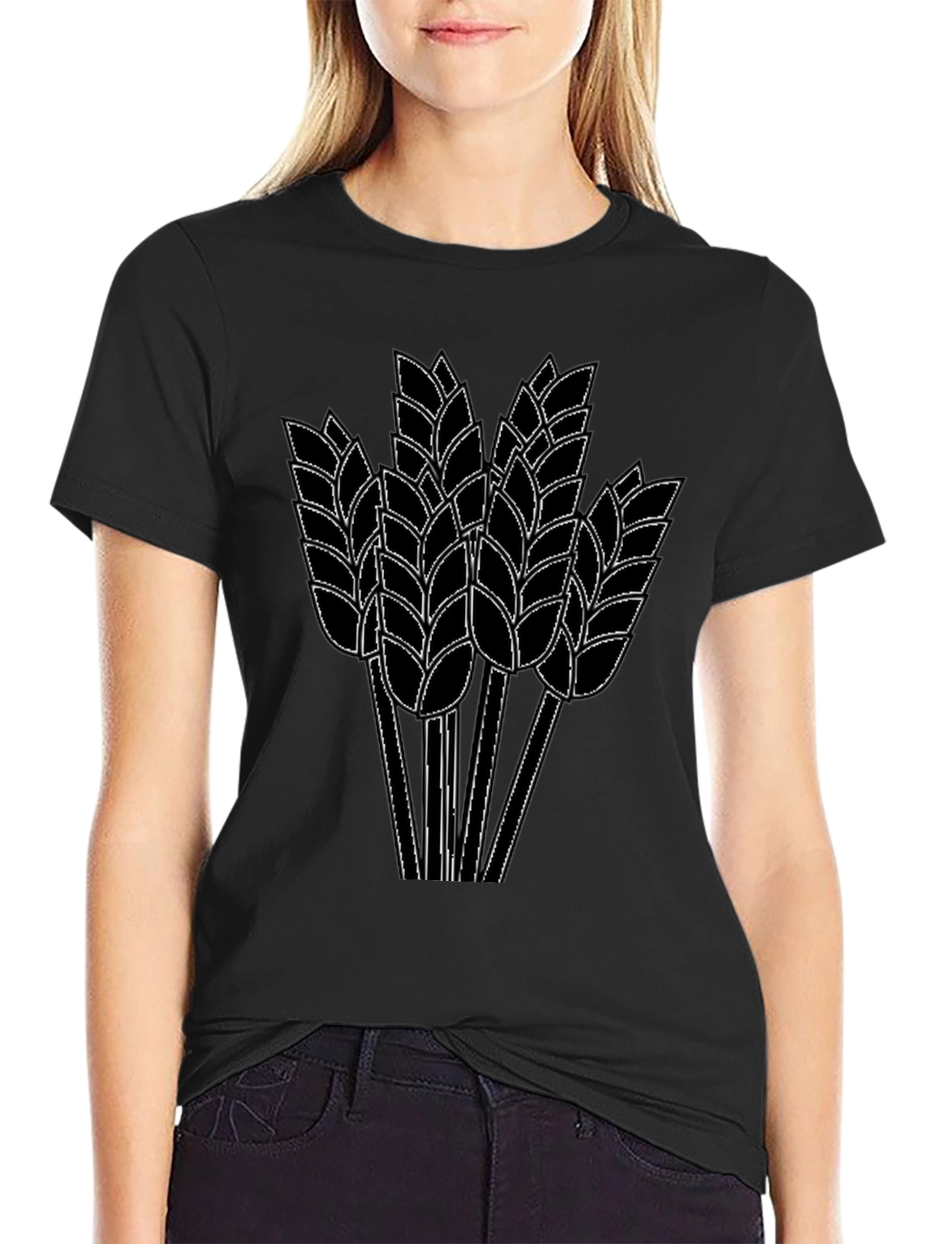 Wheat Graphic Print Black T-Shirt