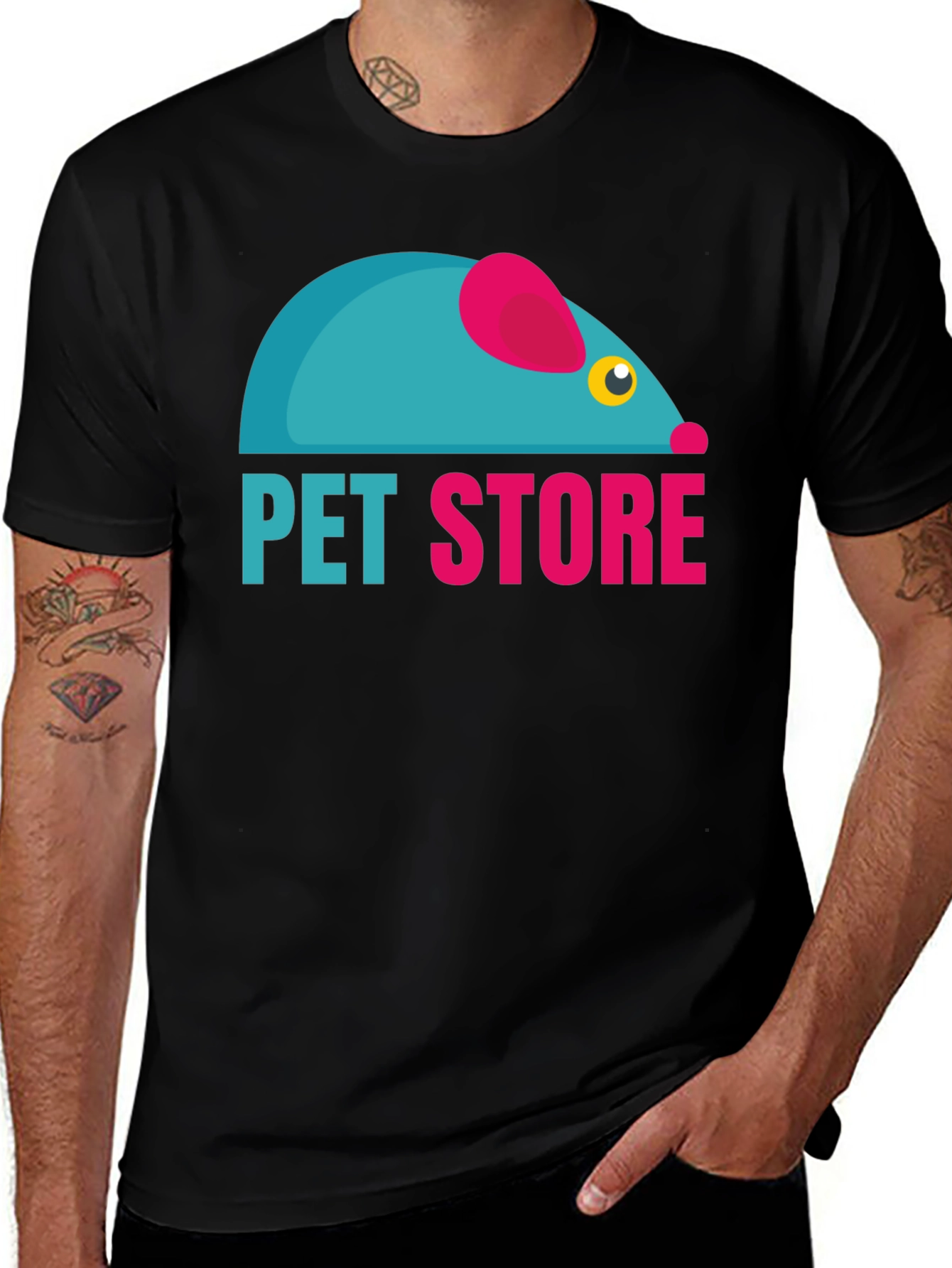 Pet Store Graphic Tee - Black Cotton T-Shirt