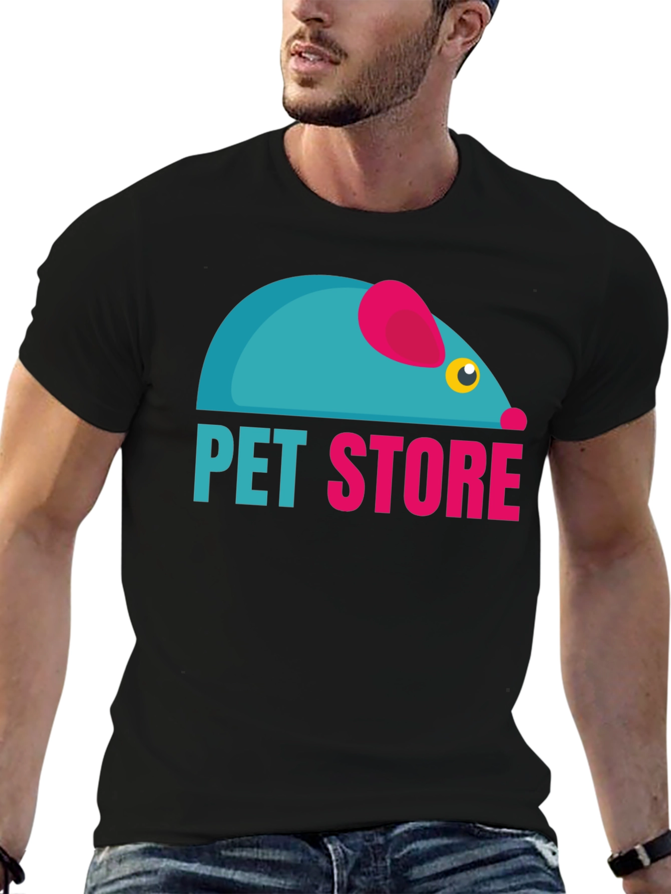 Pet Store Graphic Tee - Black Cotton T-Shirt