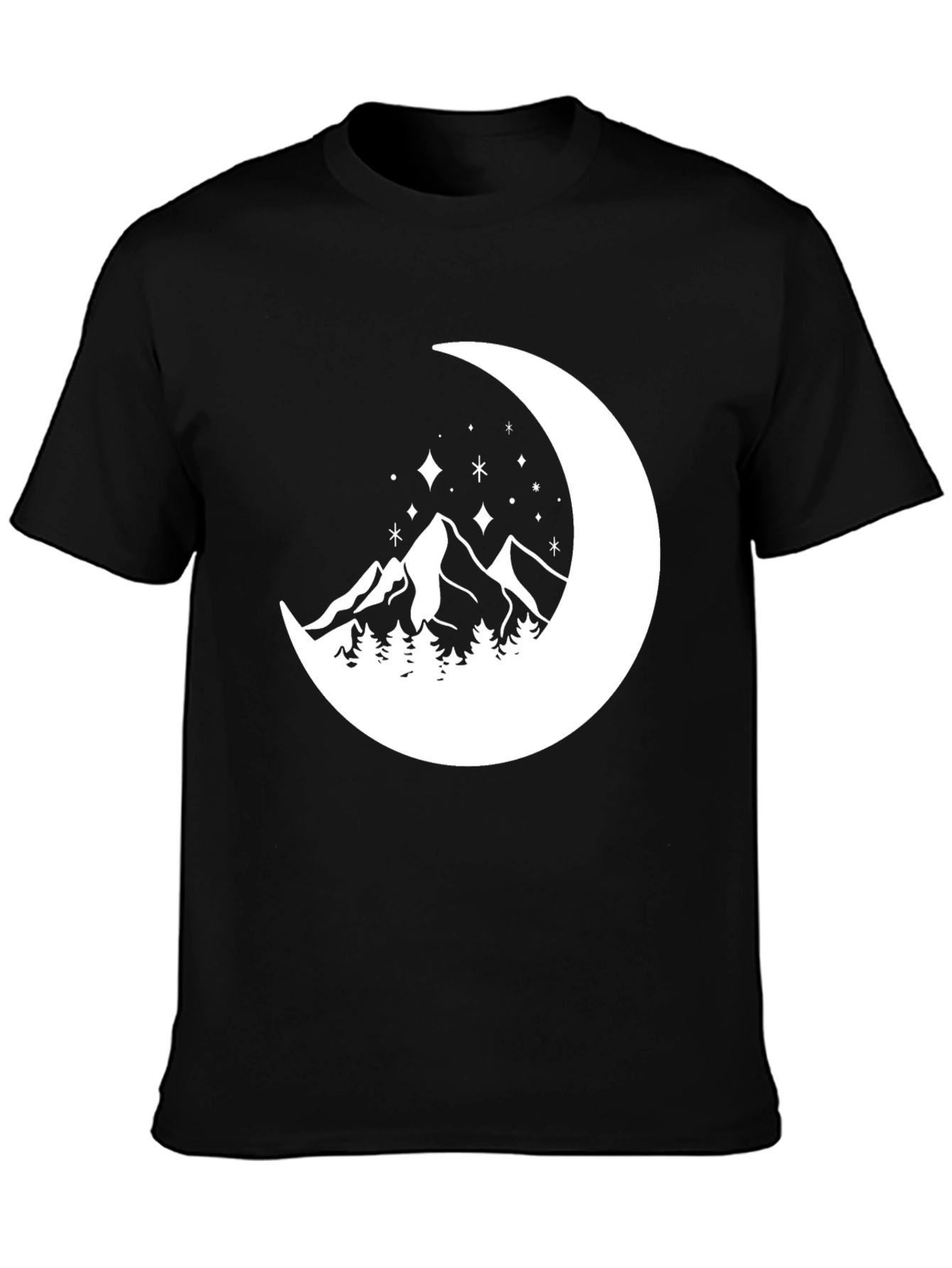 Mountain Moon Graphic Tee - Black Cotton Comfort
