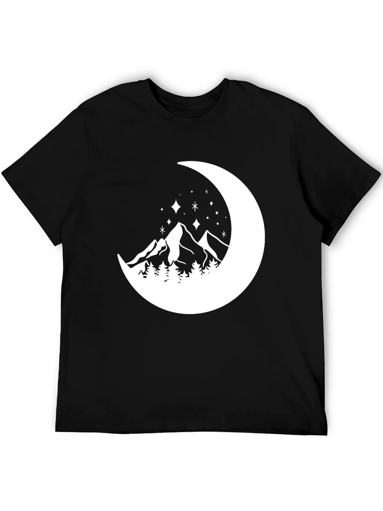 Mountain Moon Graphic Tee - Black Cotton Comfort