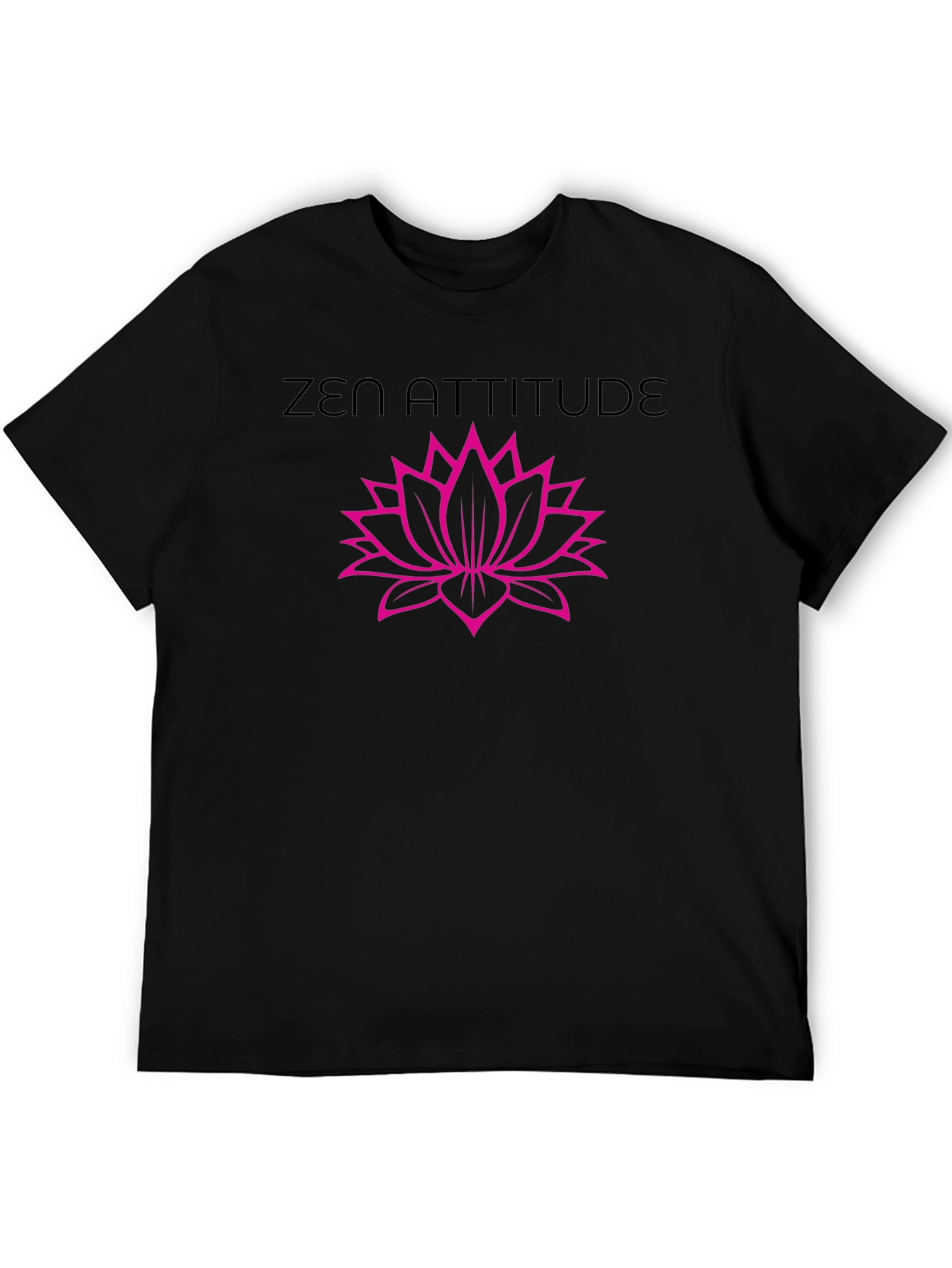 Zen Attitude Lotus Flower Black Graphic T-Shirt