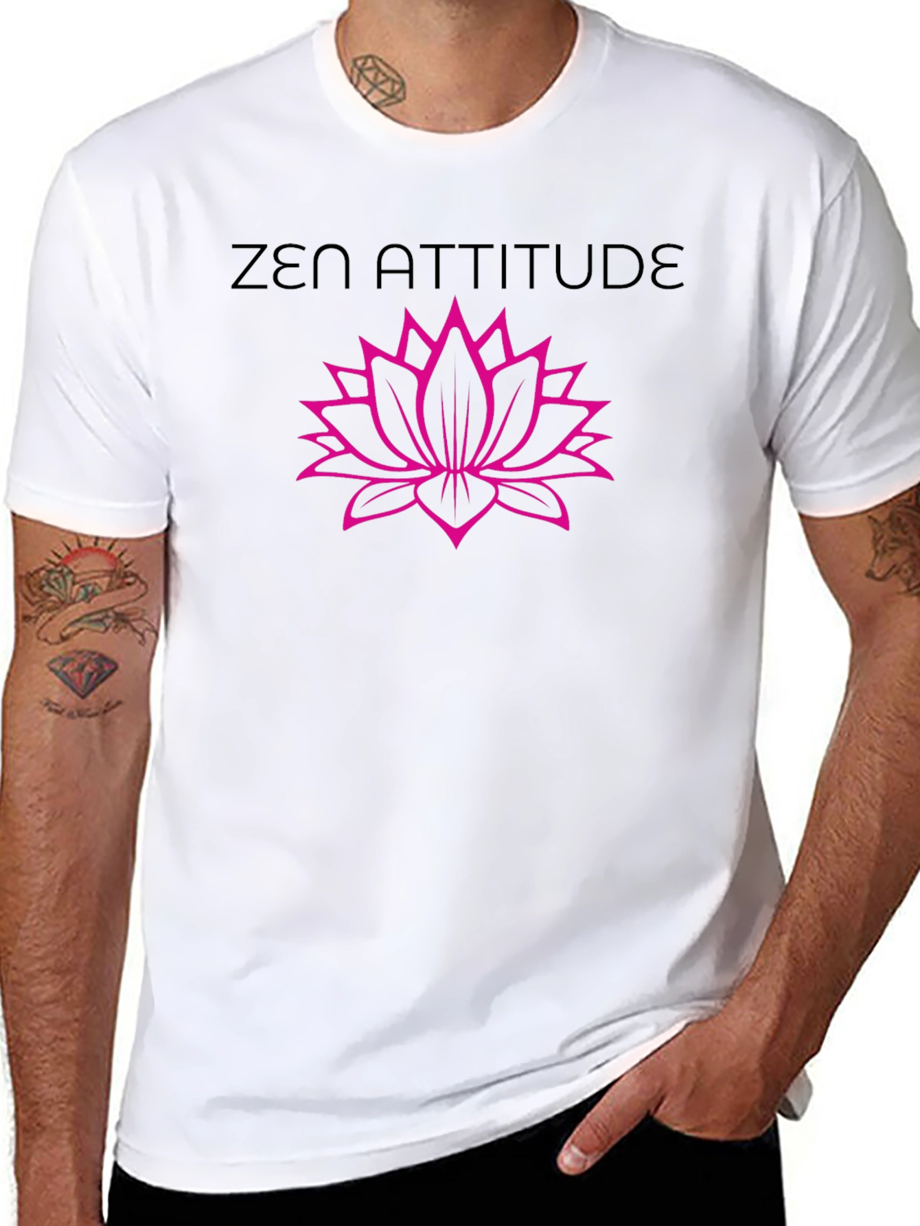 Zen Attitude Lotus Flower Black Graphic T-Shirt