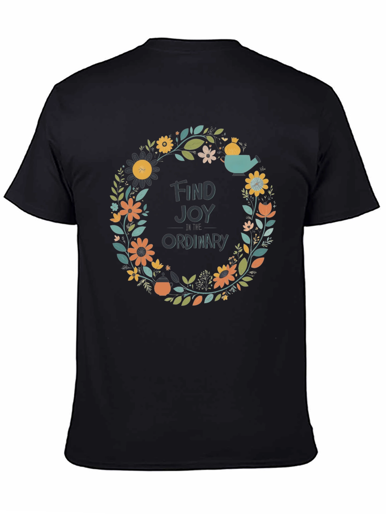 Find Joy T-Shirt - Floral Wreath Graphic Tee